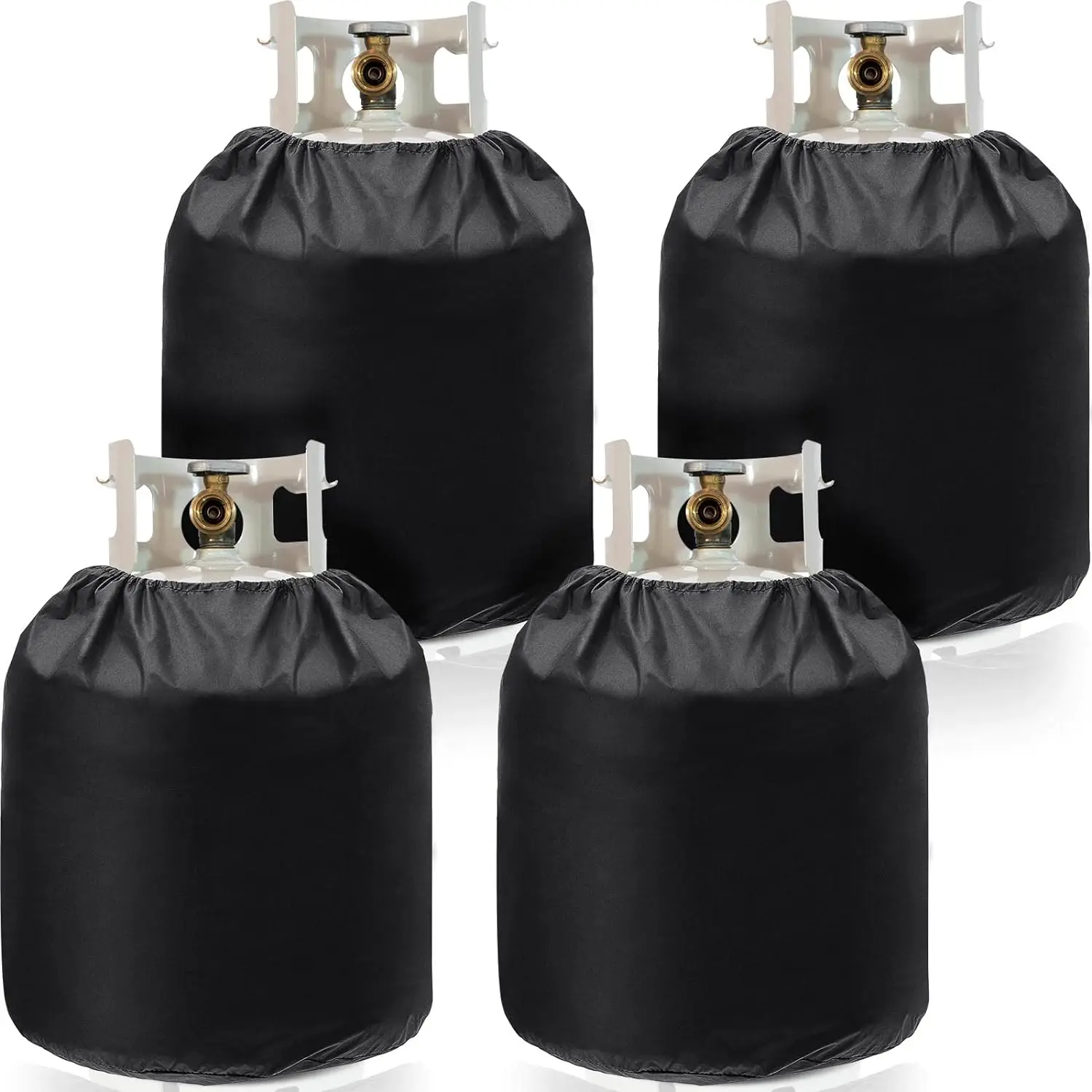 210D Outdoor Propane Tank Gas Bottle Cover Black Oxford Cloth Waterproof Dustproof UV-proof Camping Barbecue Gas Stove Cove