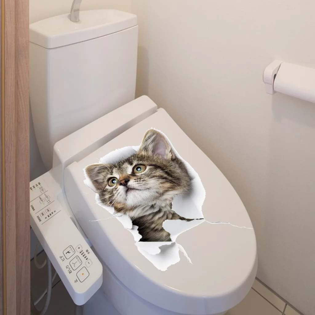 Personalized wall-breaking creative cat stickers bathroom toilet self-adhesive cartoon toilet stickers