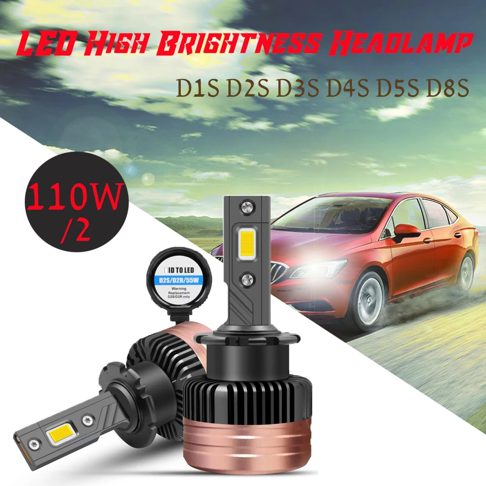 

D3S LED Canbus Headlights Xenon HID D1S D2S D4S D5S D1R D2R D3R D4R D5R Turbo LED 30000LM 5000K 6000K 6500K 110W Plug and Play