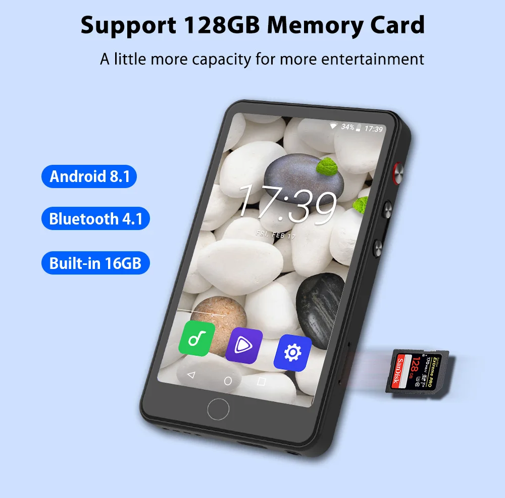 Android MP4 Player 4.0inch Touch with Bluetooth and WiFi MP3 Music Players Supports Hebrew