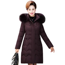 2021 giacca invernale da donna di alta qualità caldo addensare abbigliamento da neve con cappuccio con pelliccia Parka femminile cappotto lungo imbottito da donna