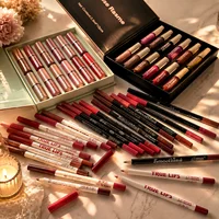 Lip Makeup Gift Set Women's 24-Color Glossy Lip Gloss & 24-Piece Lip Liner Cosmetic Set, Nude Pink Brown Red Makeup Gift Set Flawless Summeressentials 1