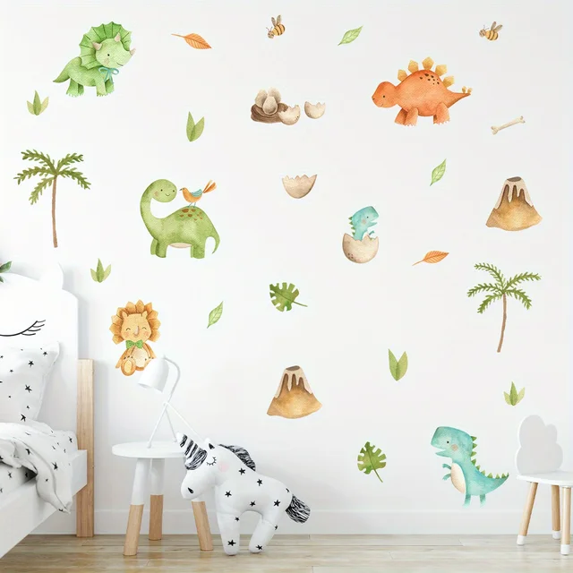 1PC dessin animé mignon dinosaure Lion cocotier dinosaure époque Stickers muraux pour chambre d'enfants salon pépinière décoration stickers muraux 2