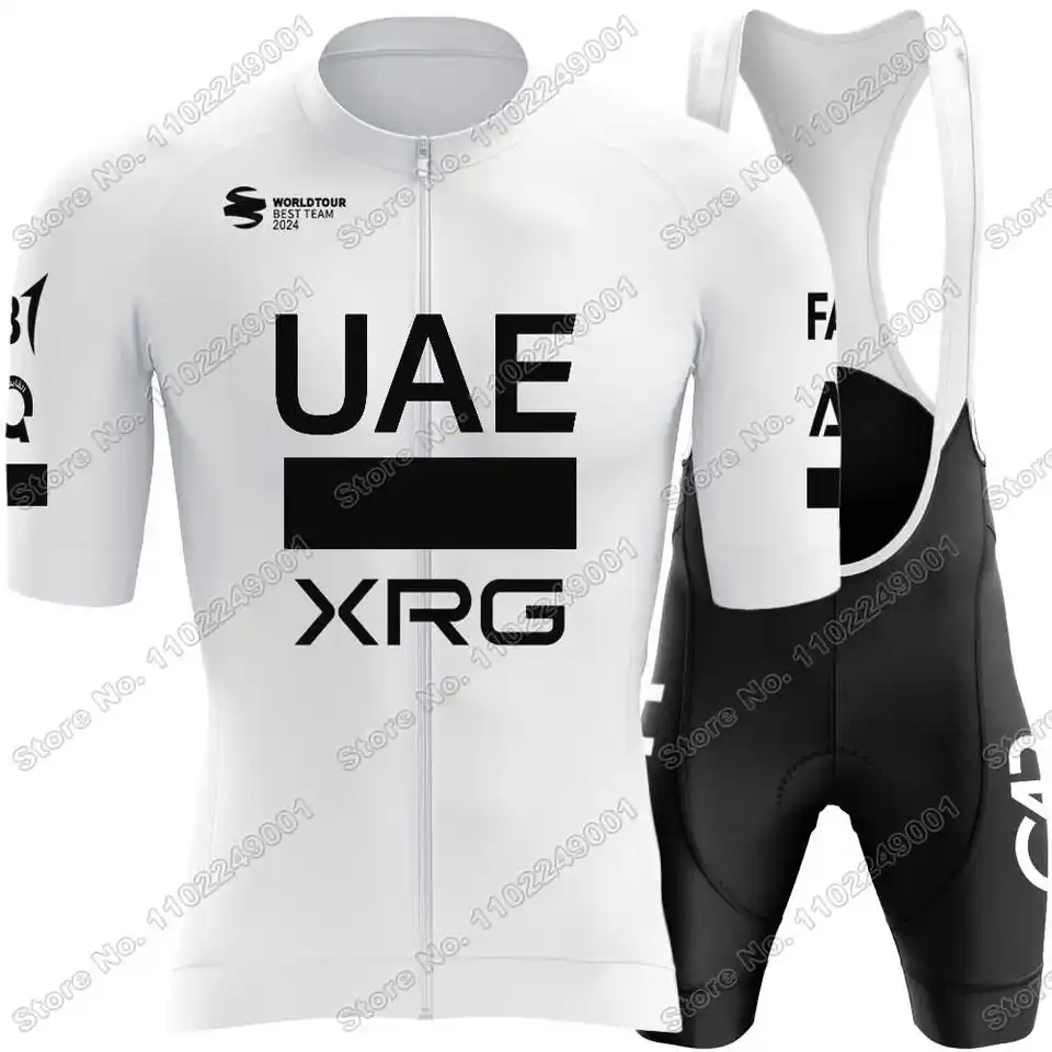 UAE 男性用ホワイトチームサイクリングウェアセット,サイクリング用,夏
