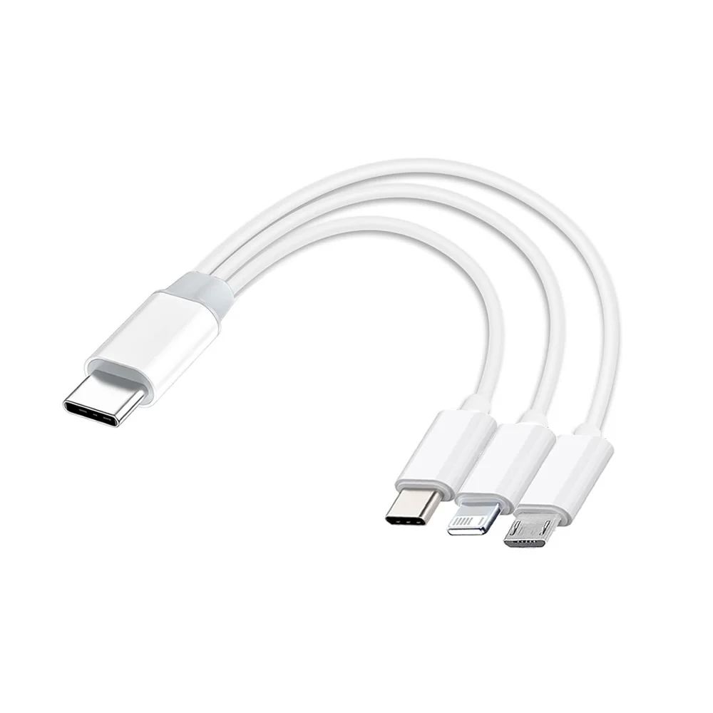 PD USB C 충전 케이블 (멀티 기기 충전용) 3 in 1 유니버셜 USB 케이블 (IP/Micro USB/Type C 모바일 보조 배터리 포함)