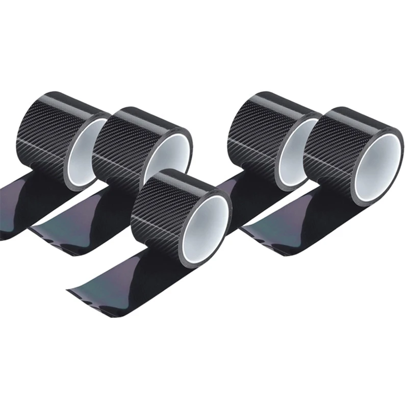 

5Pcs 3D Carbon Fiber Stickers Car Paste Protector Strip Auto Door Side Anti Scratch Tape Waterproof Protection Film Parts