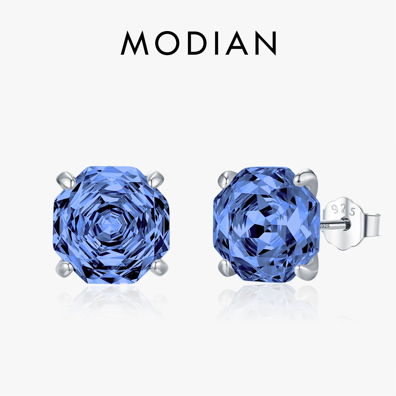 MODIAN 925 Sterling Silber Elegante Geometrische Tansanit Farbe Rose Cut Zirkon Ohrstecker Für Frauen Edlen Schmuck