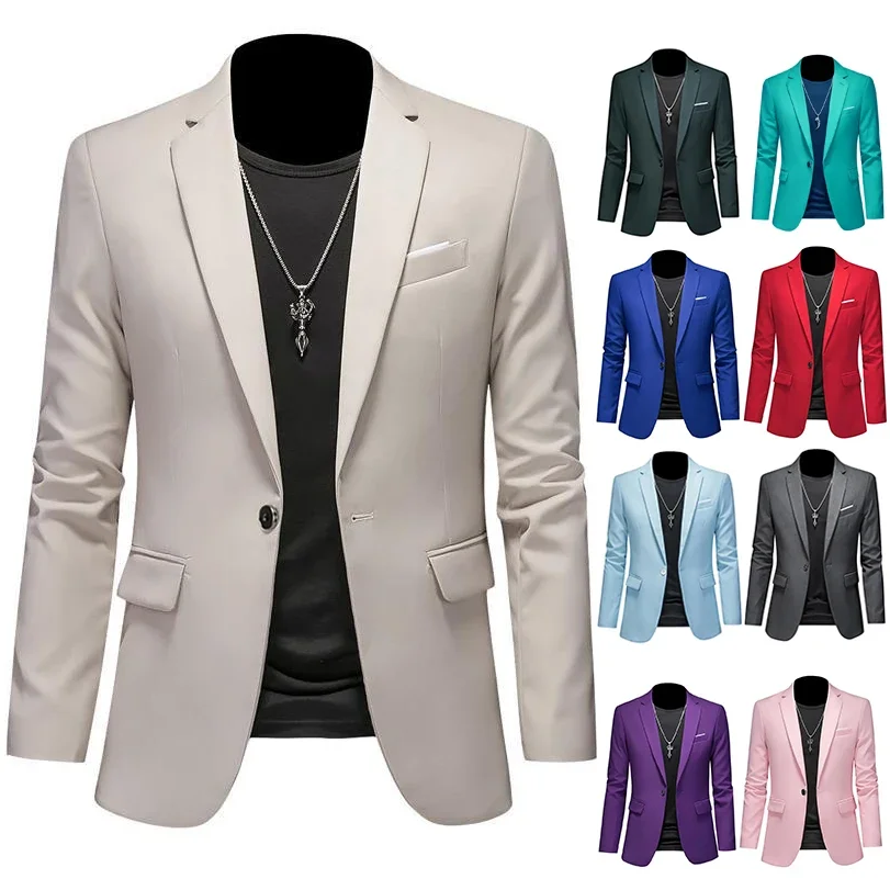 Blazer d'affaires décontracté pour hommes, manteau en Y imbibé, blazers de robe de mariée du marié, boutique de mode, document solide, marque haut de gamme