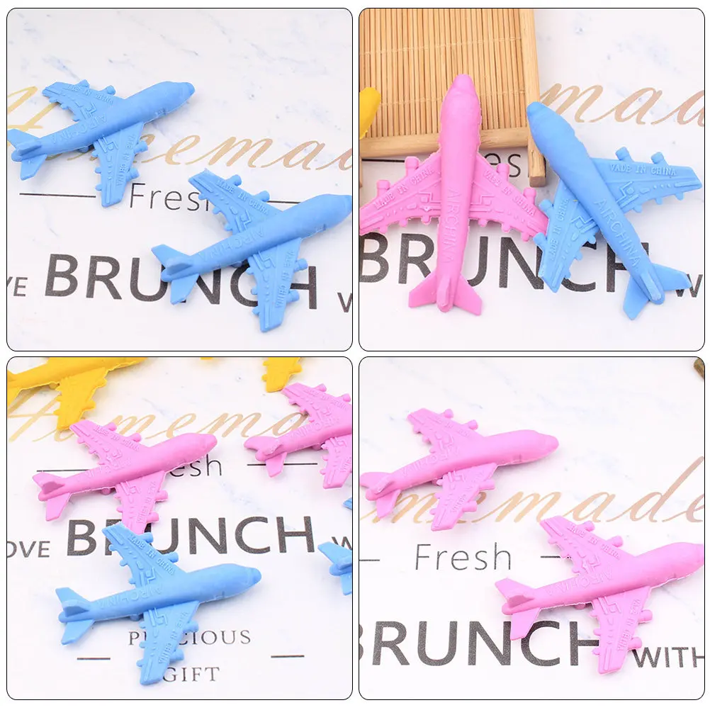 12Pcs 비행기 지우개 고무 귀여운 어린이 학교 용품 재미있는 지우개 세트 그림 그리기 및 학교용 멋진 모양의 지우개