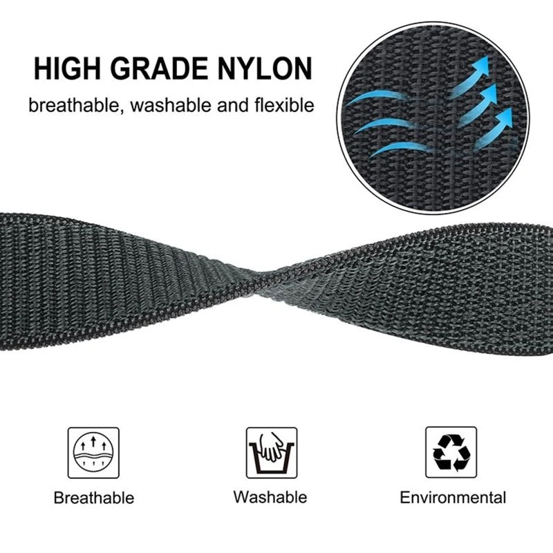 Versatile Nylon Hook Loop Watch Strap - Available in Multiple Sizes