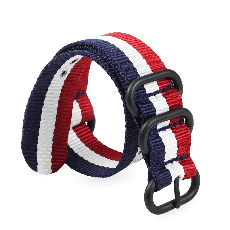Elegant Black Nylon Woven Watch Strap with Fine Steel Buckle