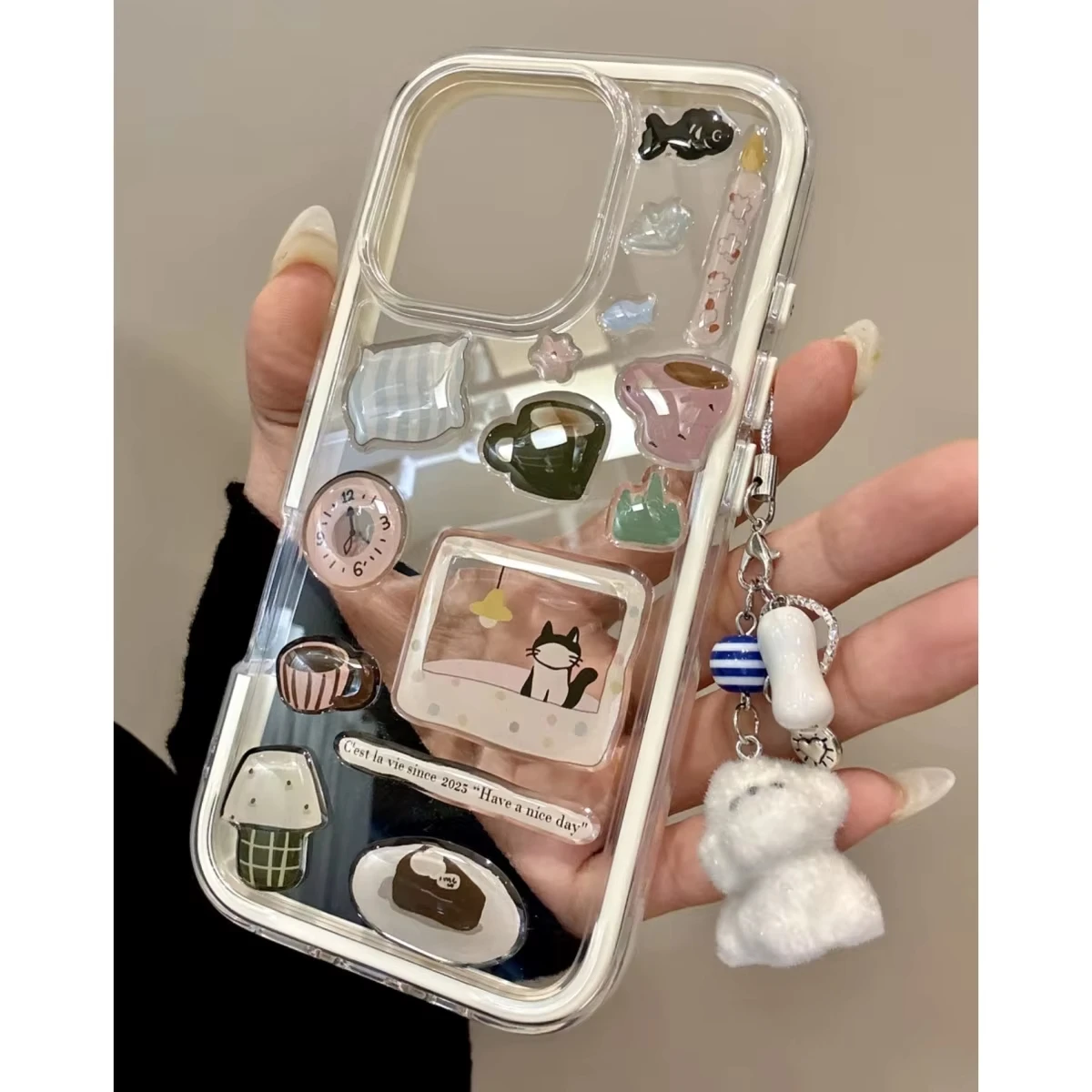 DIY Cute Funny Illustration Transparent Phone Case For iPhone 16 15 14 thumbnail 2