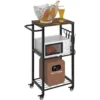 Coffee Bar Cart , Bakers Rack with 8 Hooks Utility Cart for Living Room, Bedroom, Bathroom, Office ，cofee table 2