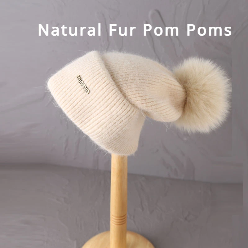 2023RealNaturalFurPomPomsforHatsAngoraRabbitFurWinterHat