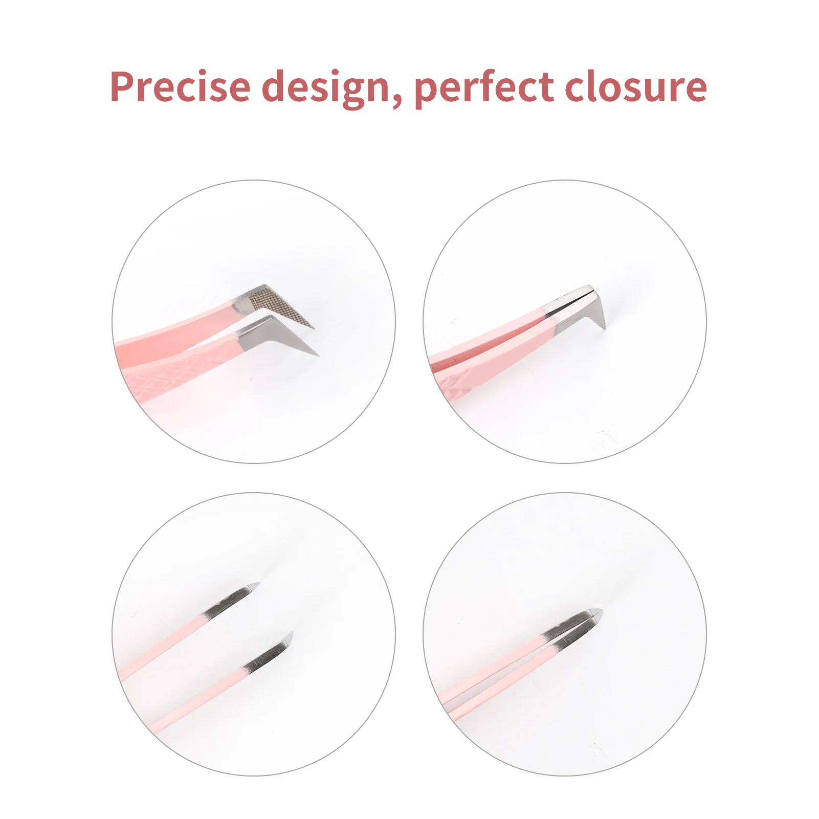 Gemerry 1 pcs Pink Stainless Steel Tweezers Eyelash Extensions High Precision Anti-static Tweezers with Fiber Tips Makeup Tools 2