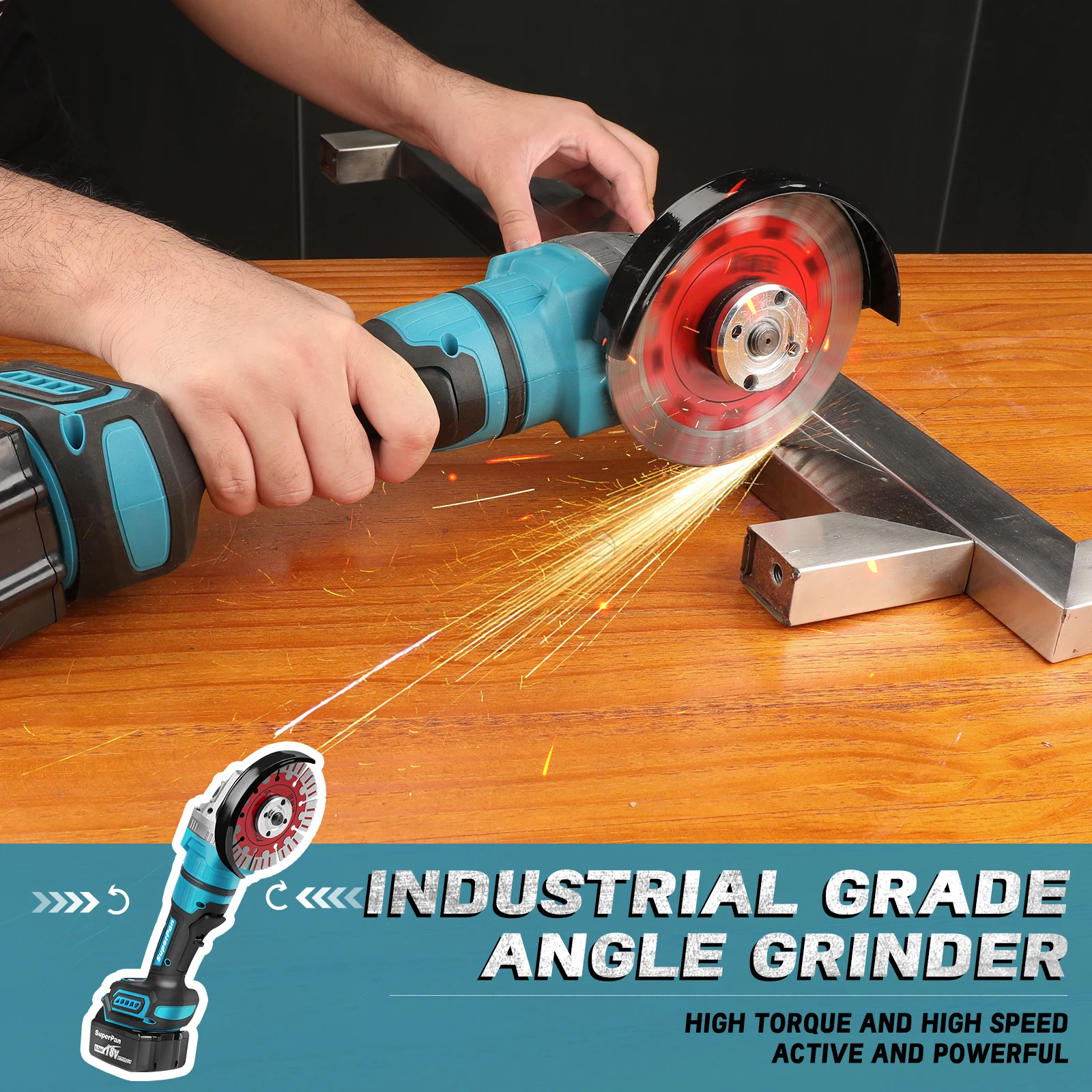 SuperPan Angle grinderElectric angle grinder tool with 3 variable speed metal grinders used for flipping metal wood rust removal
