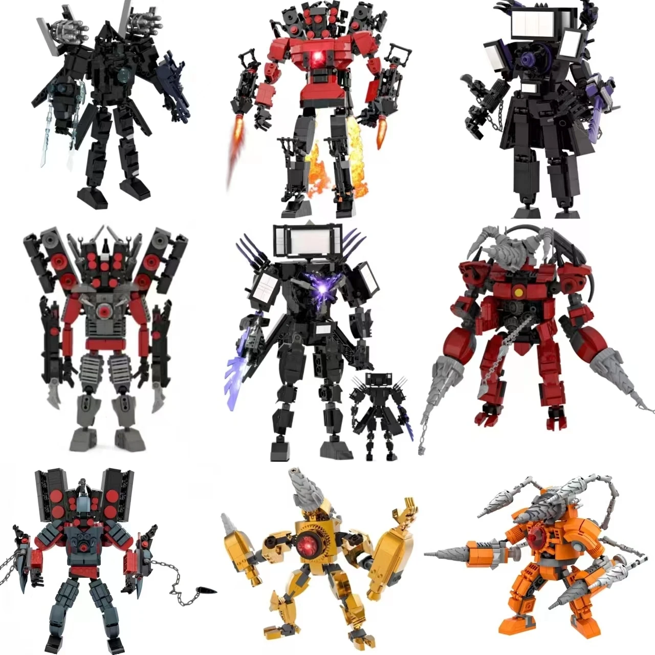 Titans Tv Man Skibidi Toilet Building Blocks Speakerman Titans Man Cameraman Clock Drill Man Vs For Kid Compleanno Regalo Di Natale