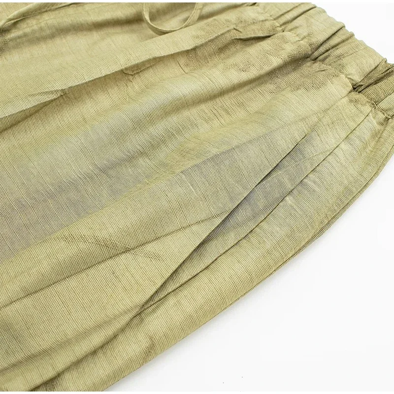 Conjunto de pantalones largos de lino con estampado tie-dye para mujer, camisas de media manga con solapa y botonadura sencilla, pantalón de pierna ancha con cordón ajustable, 2 piezas