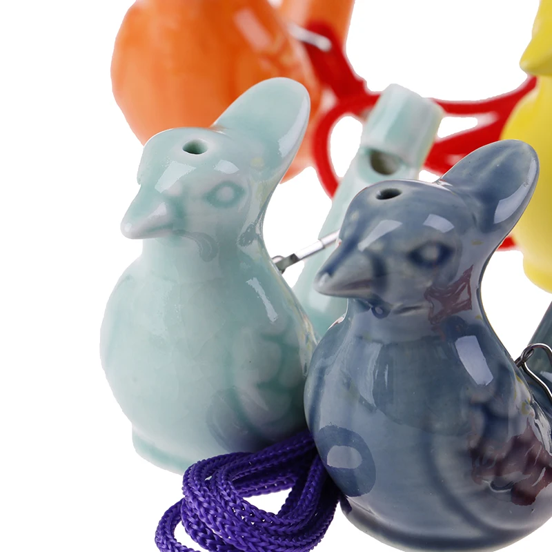 Chinese Ceramic Water Bird Whistle With Rope Vintage Funny Musical Toys 1pcs