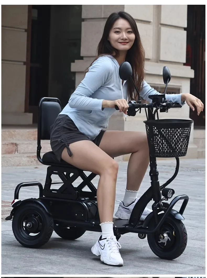 Folding Elderly Transportation Tricycle e-scooter 350W Motor 48V25AH Lithium Battery