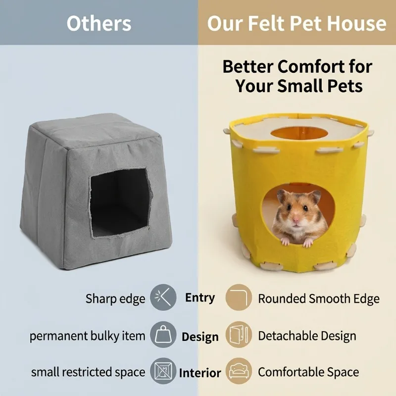Maisonnette en feutrine pour petits animaux nid douillet rongeurs_voghion.com