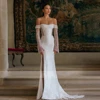 Modern Elegant Wedding Dresses Off The Shoulder Bridal Gowns With Detachable Train Lace Appliques Vestidos De Novia Customized 4