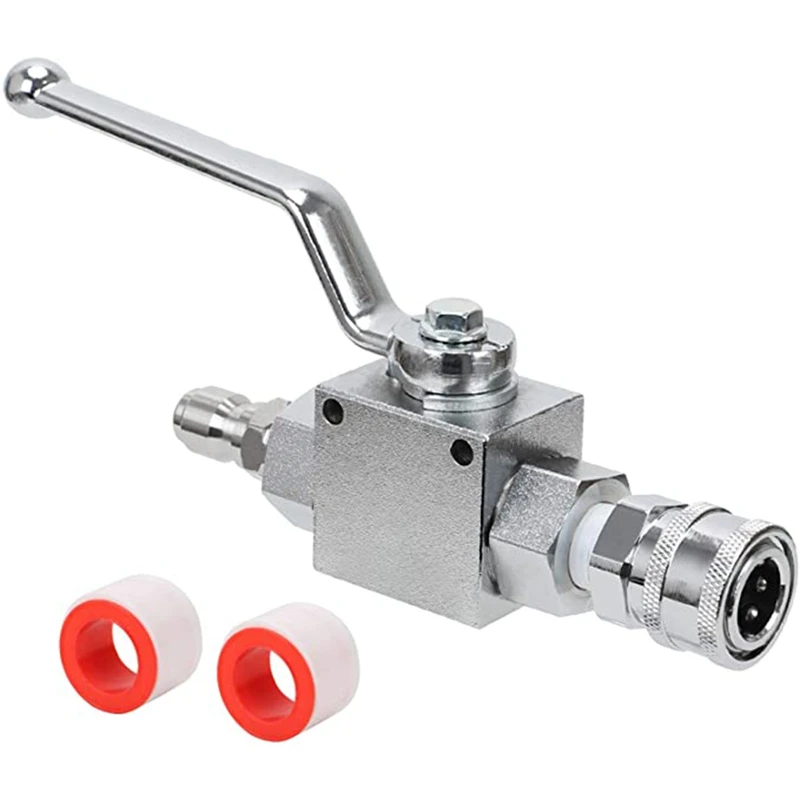 

Stainless Steel High Pressure Washer Shut-Off Ball Valve Kit With 3/8Inch Quick Connect For Power Washer Hose, 4500 PSI