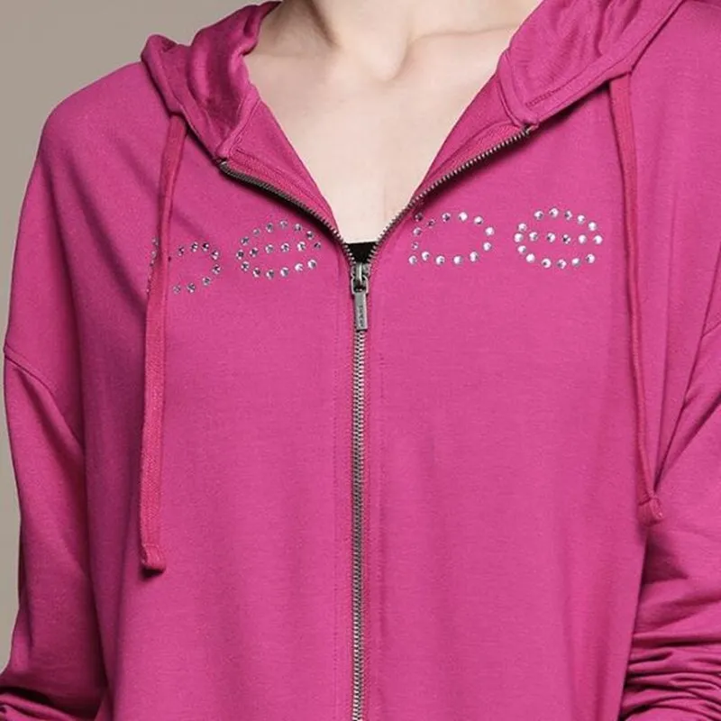 Europe and the United States new Y2k retro "Bebe" printed pink retro hot diamond sexy casual hoodie