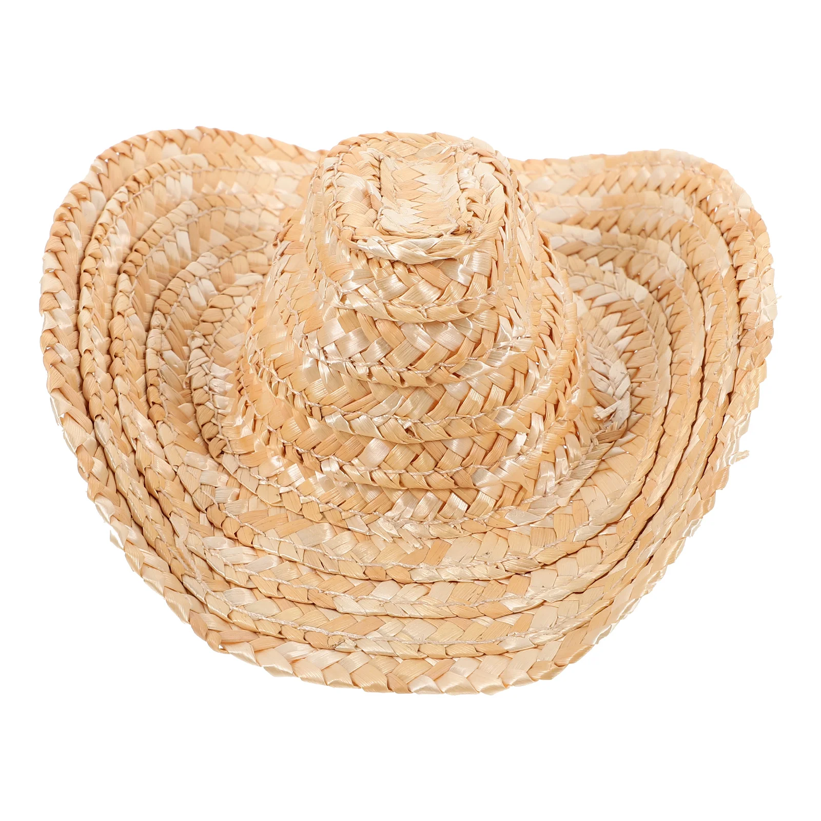 Mini Straw Cowboy Hat Hat Woven Straw Hat for Crafts DIY Decoration fashion design round wooden buckle dress belt for women casual braided wide strap woven elastic pp straw belts decoration gift