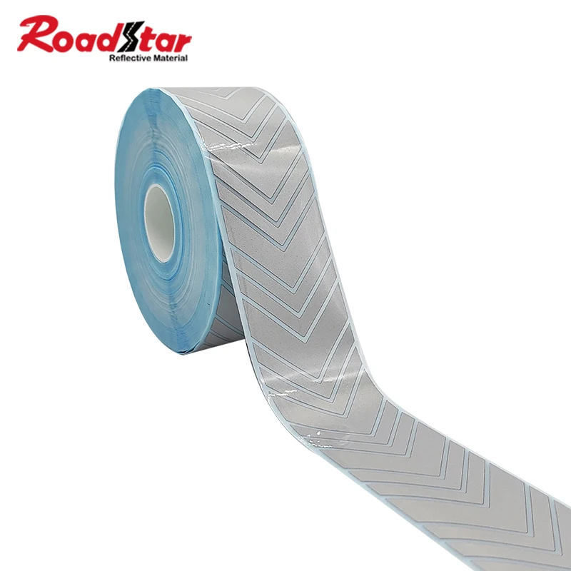 

Roadstar Thick Arrow Pattern High Silver Elastic Reflective Heat Transfer Vinyl Film Iron on Clothes Bag Warning Tape