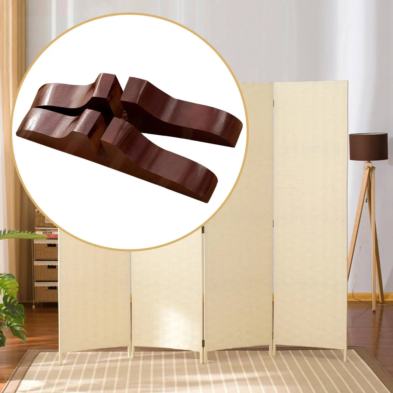 2x Privacy Screen Holder Room Divider Feet, Protective Wooden Divider Bracket, Wooden Screen Base, Wooden Room Divider Stand