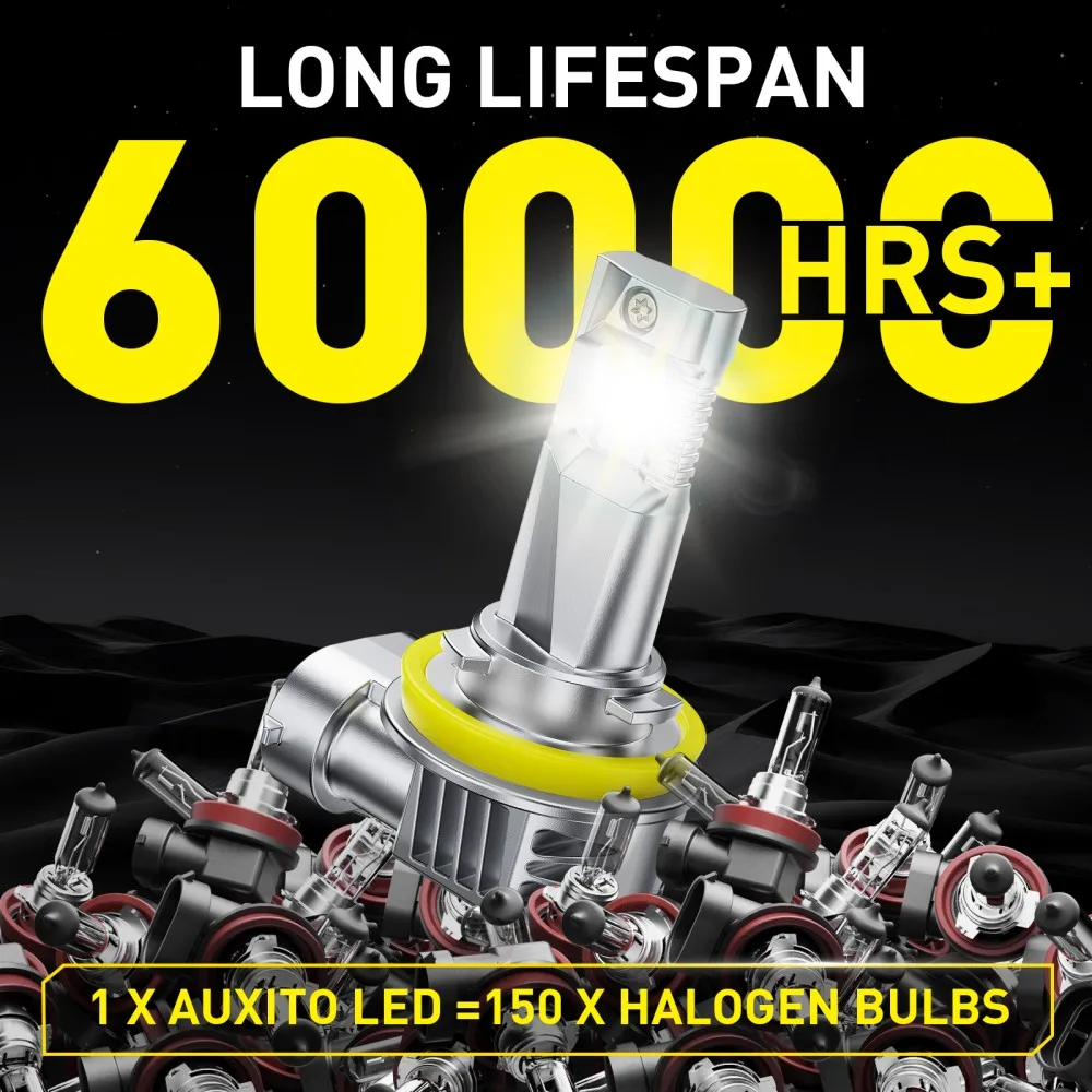 AUXITO 2개입 H8 H11 LED 헤드라이트 캔버스 50W 고출력 H8 9005 HB3 9006 HB4 LED 헤드램프 자동차 다이오드 램프 BMW 아우디 폭스바겐용