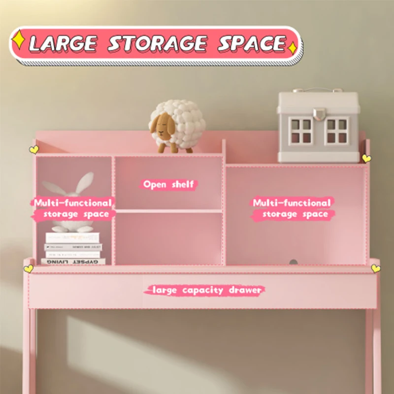 Modern classic desk, children's desk, solid wood bedroom boy and girl family desk and chair set, Pink