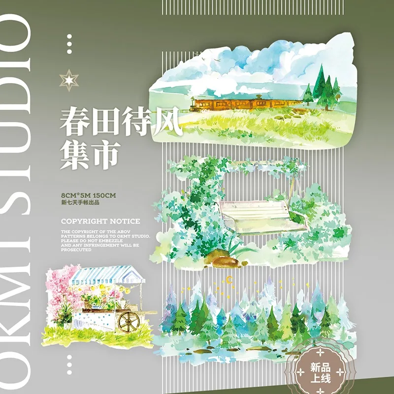 

5m Spring Field Wait Wind Market PET Tapes Craft Supplies DIY Scrapbooking Card Making Decorative Plan Sticker
