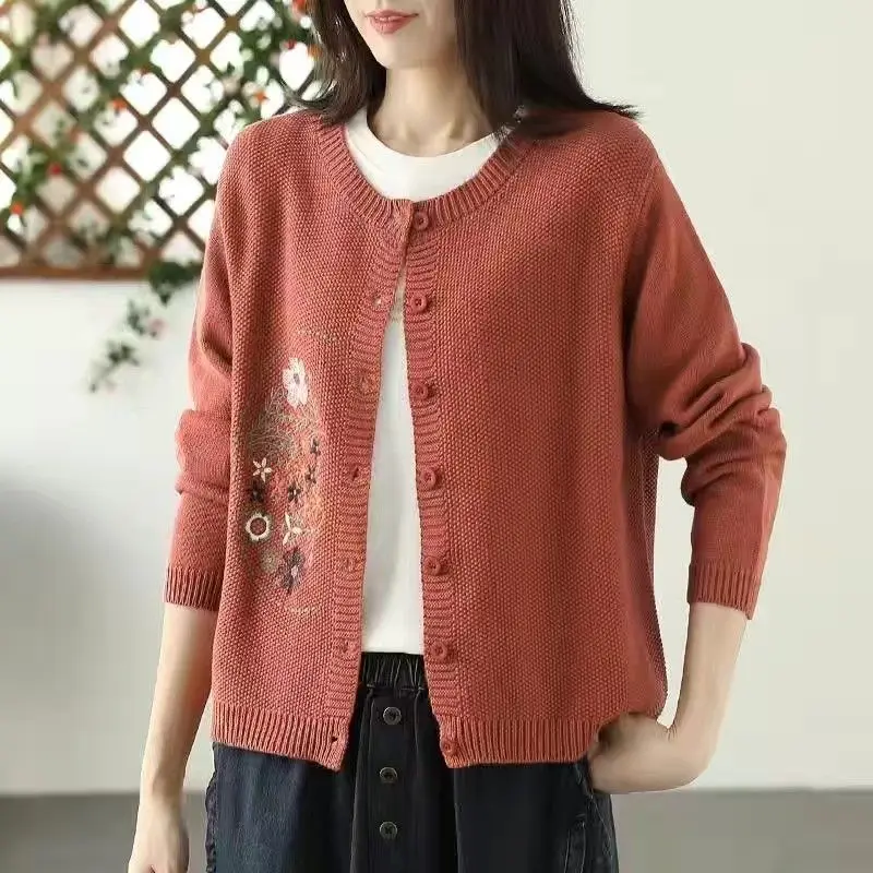 Autumn Winter Vintage Embroidery Cardigan - image5