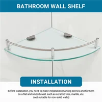 Hot Selling-Bathroom Shelves, Bathroom Glass Corner Shelf Triangle Wall Mounted ,Tempered Glass Shelf For Storing Shower Gel/Soa 1