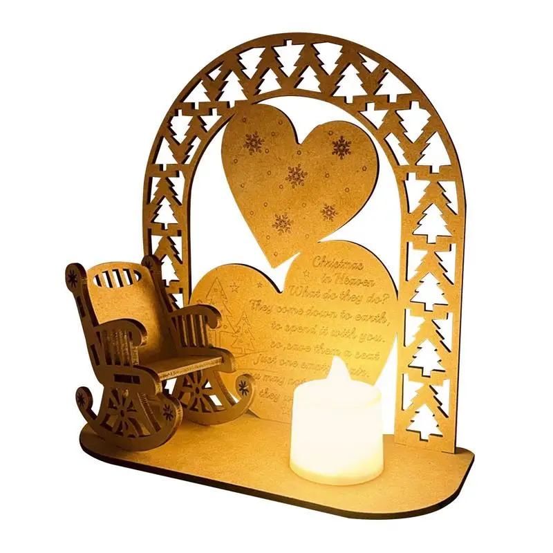 

Memorial Rocking Chair And Candle Ornament Durable Wooden Heaven Memory Tealight Christmas Candle Holder Chair Candle Stand