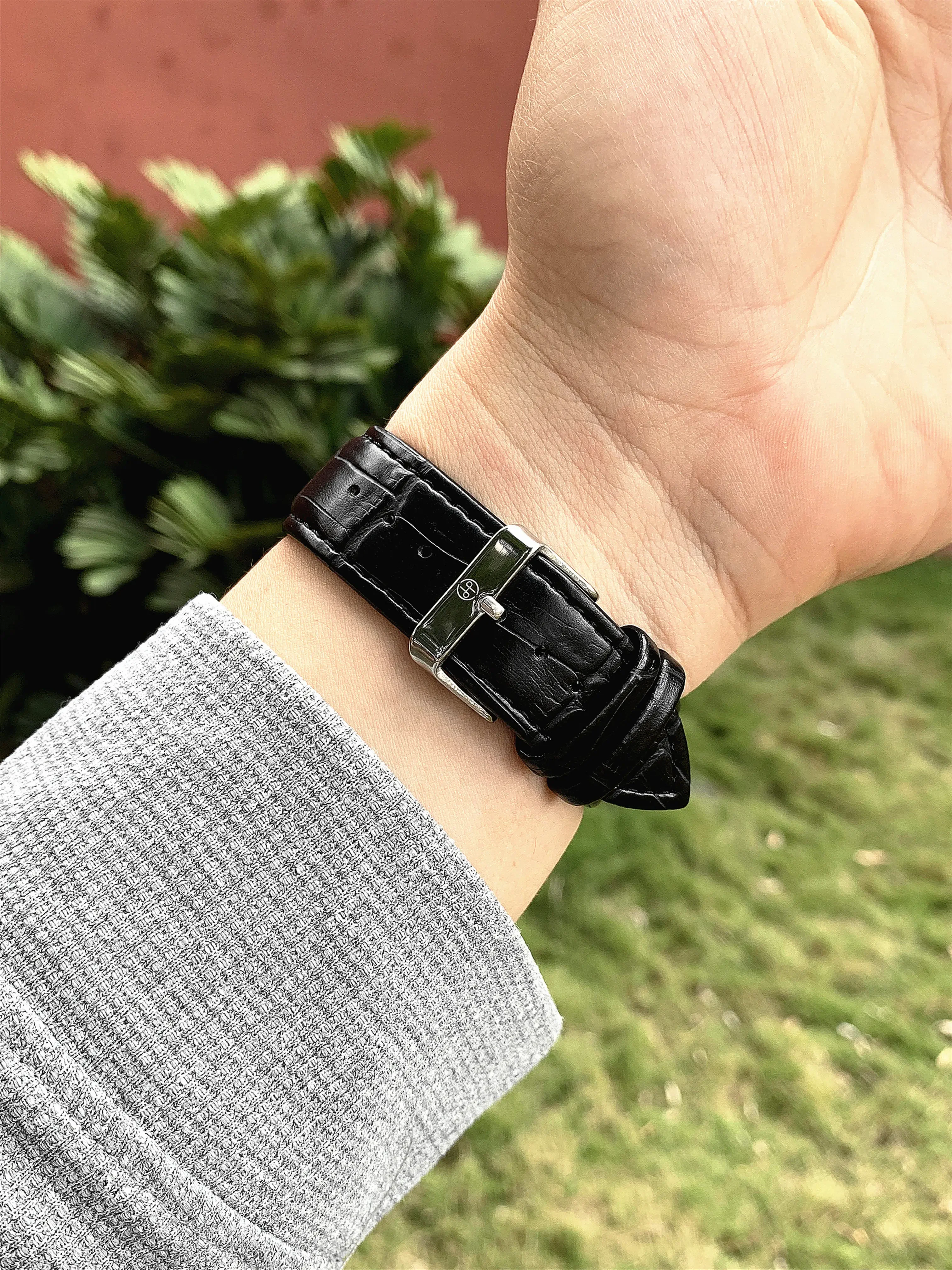 Casual Watches PABLO RAEZ Rectangle Casual Man Watch Blue Hands Date Black Leather Steel Women Wristwatches