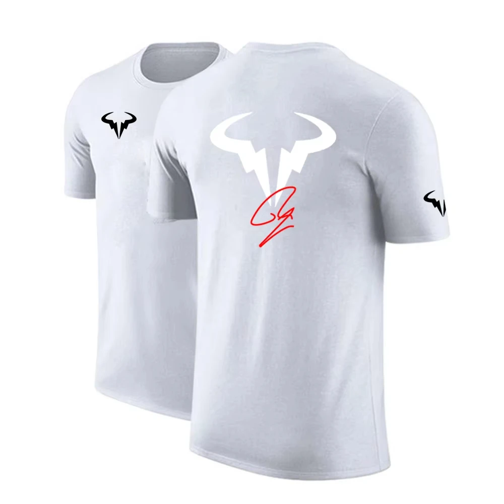 New Rafael Nadal Tennis T Shirt Men Brand Cotton High Quality Printing Short Sleeve Solid Color Casual Streetwear Sport Top