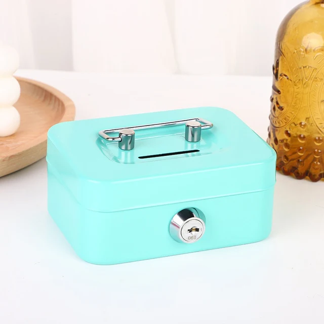 Portable Mini Key Safe Money Box Steel Bank Sturdy Lockable Coin Box Cash Storage Hidden Box For Home Store Suitcase 5