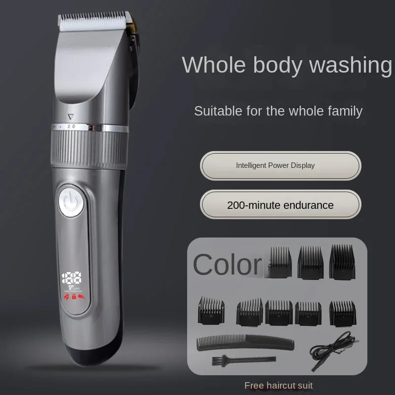 New Digital Display Water Wash Barber, Family Barber Tool, USB Two Charge, Home Convenient Smart Electric Clipper