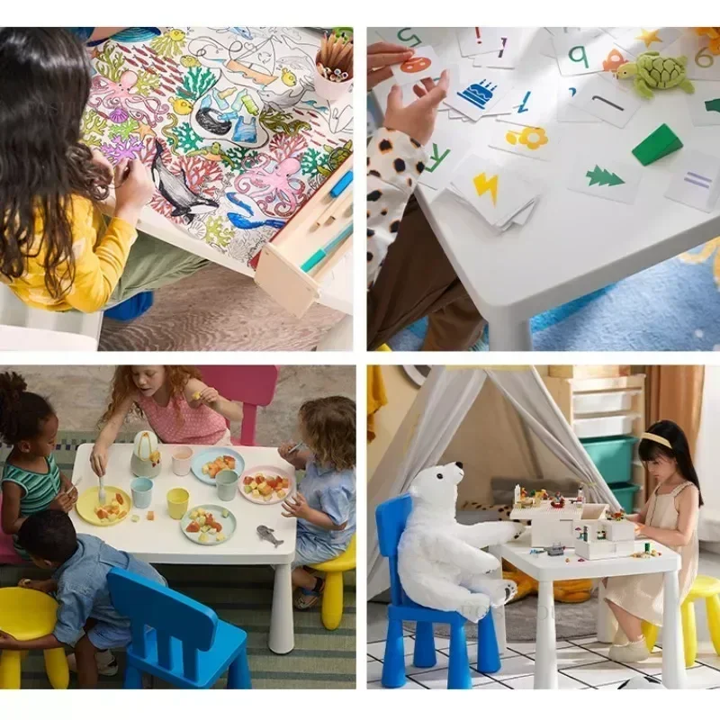 Colorful Plastic Children's Table Early Education Study Desks Building Block Tables Children's Furniture Desk and Stool Set B