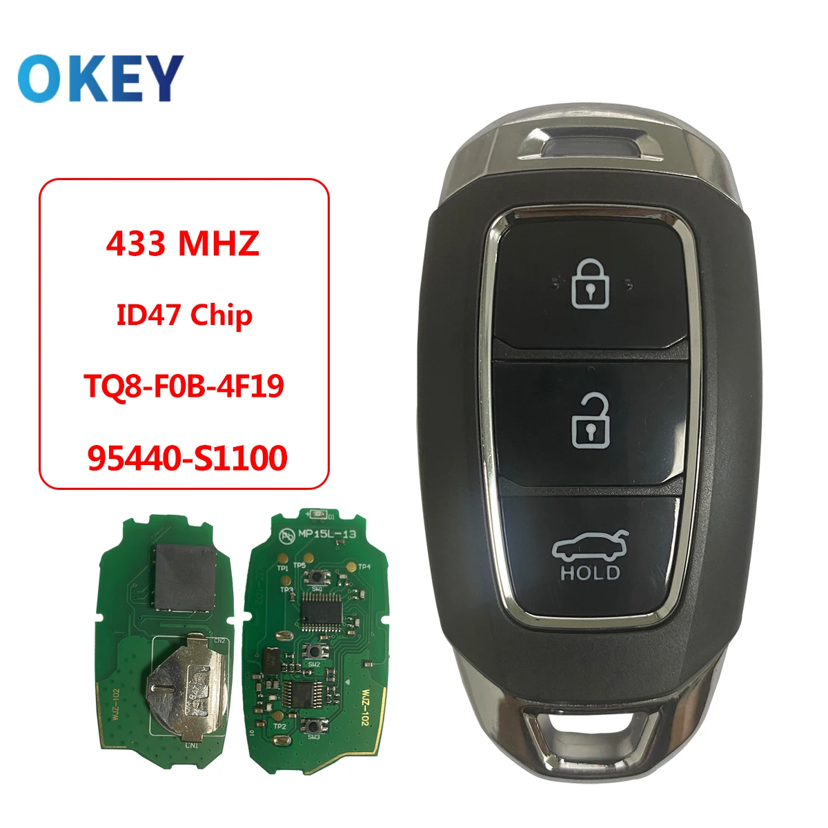 Chiave/Telecomando Per Hyundai Santa Fe 2018 2019 2020 Fcc:tq8-f0b-4f19 P/n:95440-s1100 - Tasto Astuto A Distanza Di 433mhz 3 Di Hyundai - Sa76ad2af510145099d051c08c09c90626