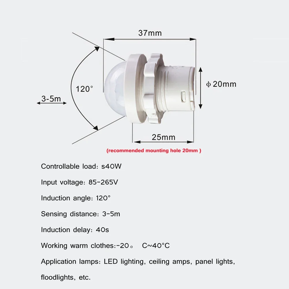 Smart Switch, Smart Light Switch, Motion Detector, Light Sensor Switch, Smart Motion Sensor Light, Motion Sensor 110V 220V LED PIR Infrared Motion Sensor Detection Automatic Sensor Light Switch PIR Detector Smart Switch