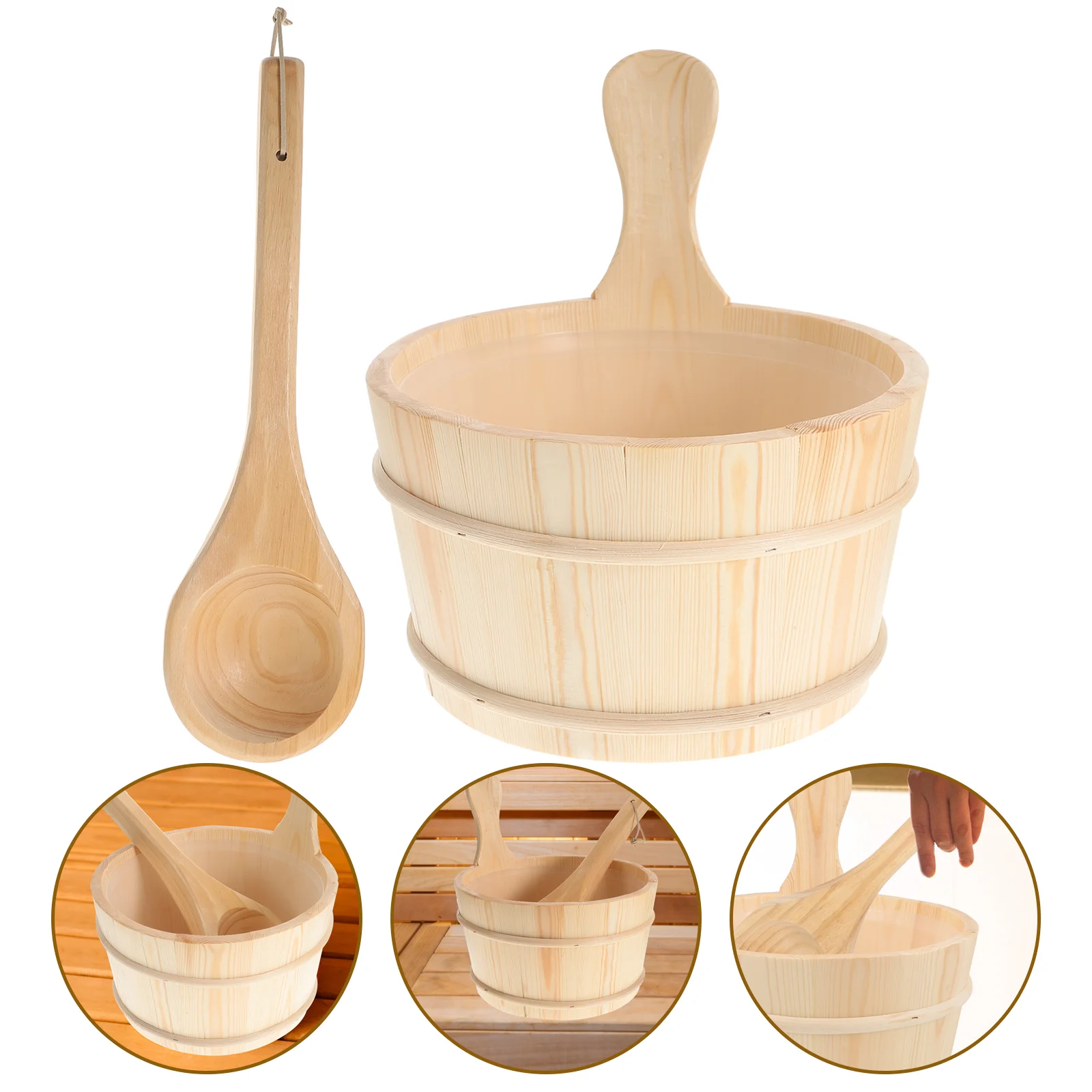 

Sauna Bucket Ladle Wooden Hot Tub Barrel Japan Wood Bathtub Foot Bath Soak Massager Home Sauna Spa Accessory