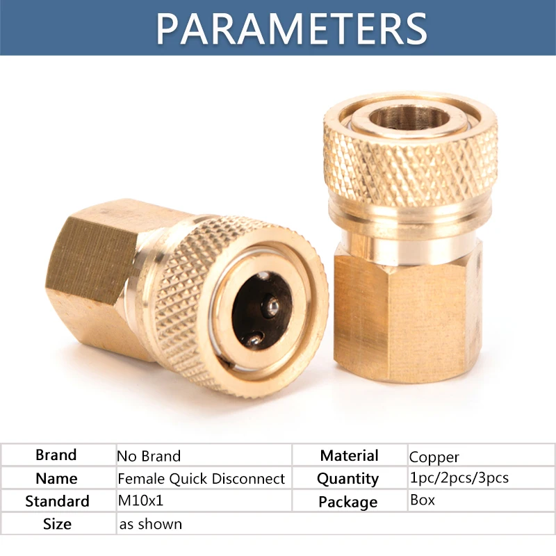 Air Filling Adapter Pneumatic Quick Coupling M10x1 Thread Female Quick Release Disconnect 8mm Air Refilling Coupler Sockets Copper Fittings 40mpa 2pcs/set