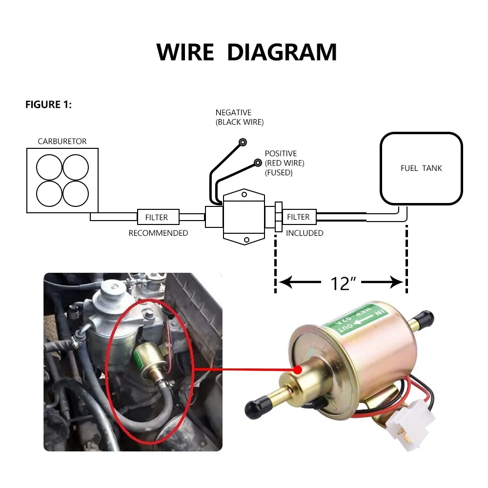 Universal 12v 24v Electric Fuel Pump Low Pressure Bolt Fixing Wire