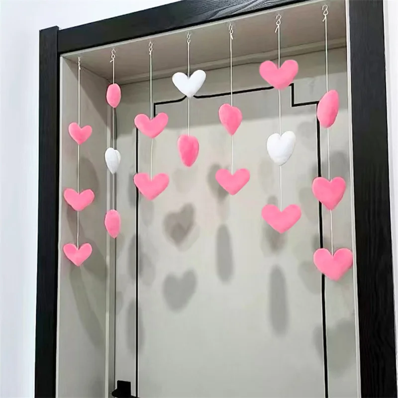 Description Picture 4 of itemGirls' Pink Heart Shaped Curtain Living Room Decor Tassel Curtain Divider String Girl Room Partiton Sweet Beaded  Window Valance