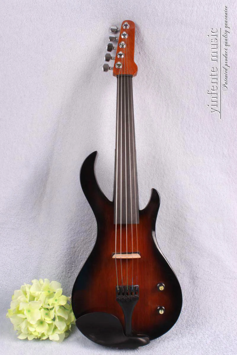 

5 String 4/4 Full Size Electric Violin New Flame Guitar Shape Good Sound Fret High Quality Solid Wood Finished Ebony Fitting