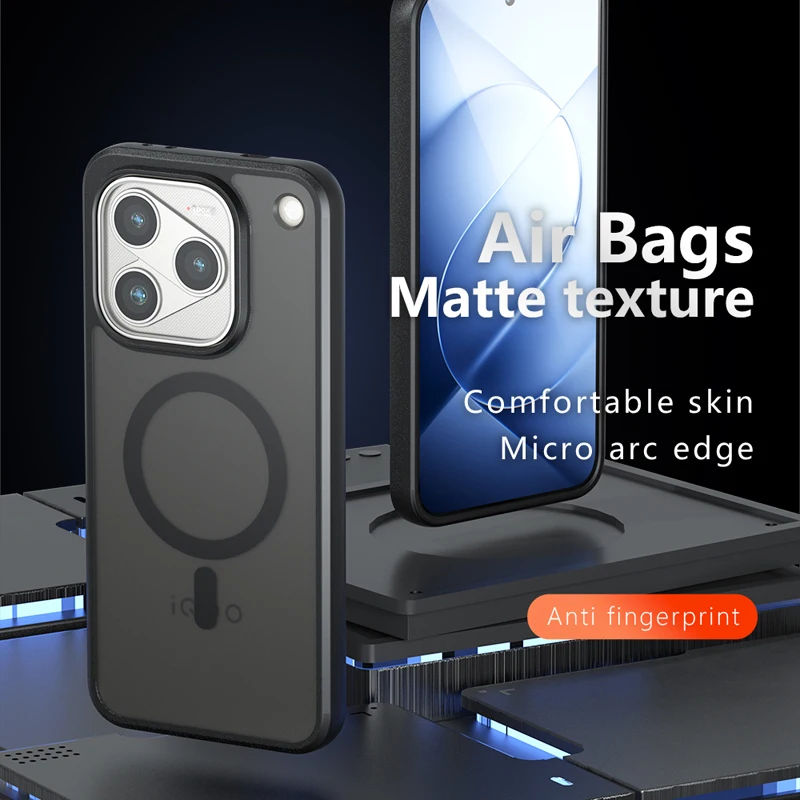 Shockproof Magnetic Matte Phone Case with Anti-Fingerprint Translucent Back Cover